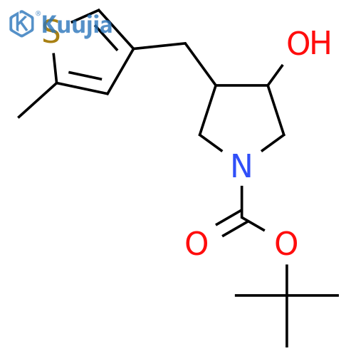 tert-butyl 3-hydroxy-4-(5-methylthiophen-3-yl)methylpyrrolidine-1-carboxylate structure