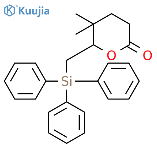 2H-Pyran-2-one, tetrahydro-5,5-dimethyl-6-[(triphenylsilyl)methyl]-, (6R)- structure