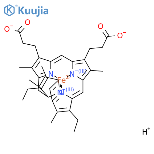 Ferrate(2-), [7,13-diethyl-3,8,12,17-tetramethyl-21H,23H-porphine-2,18-dipropanoato(2-)-κN21,κN22,κN23,κN24]-, dihydrogen, (SP-4-2)- (9CI) structure