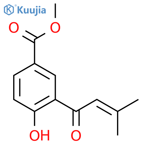 4-hydroxy-3-(3-methylbut-2-enoyl)benzoic acid methyl ester structure