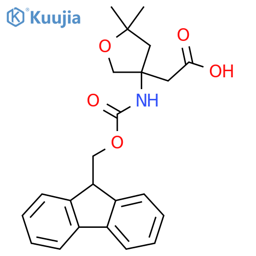 2-3-({(9H-fluoren-9-yl)methoxycarbonyl}amino)-5,5-dimethyloxolan-3-ylacetic acid structure