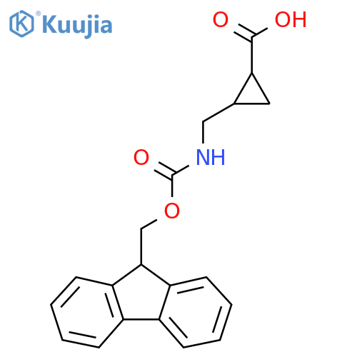 2-({(9H-fluoren-9-yl)methoxycarbonyl}amino)methylcyclopropane-1-carboxylic acid structure