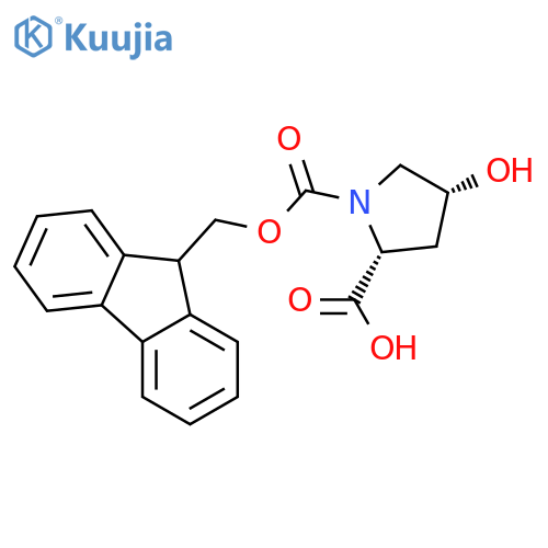 (2R,4R)-1-{[(9H-fluoren-9-yl)methoxy]carbonyl}-4-hydroxypyrrolidine-2-carboxylic acid structure