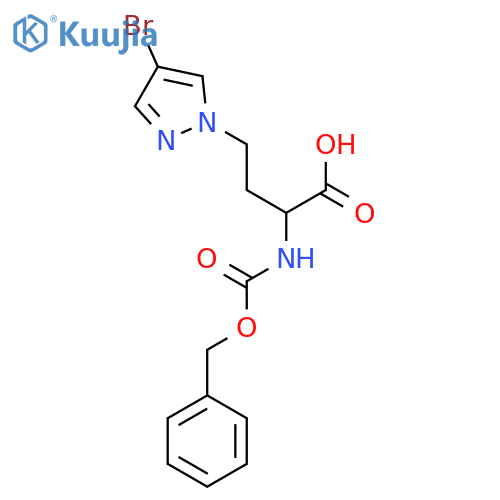 2-{(benzyloxy)carbonylamino}-4-(4-bromo-1H-pyrazol-1-yl)butanoic acid structure