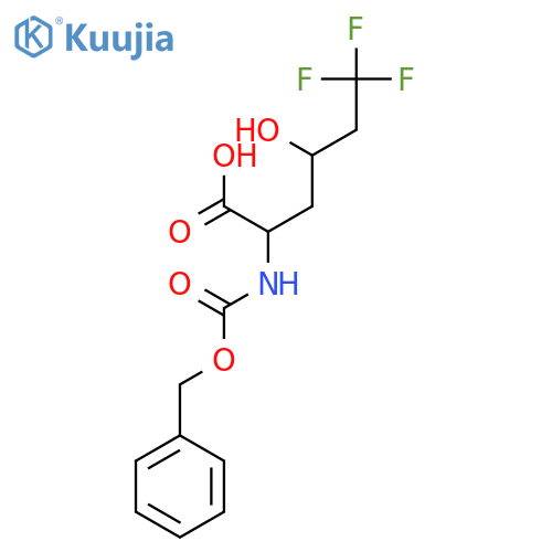 2-{(benzyloxy)carbonylamino}-6,6,6-trifluoro-4-hydroxyhexanoic acid structure
