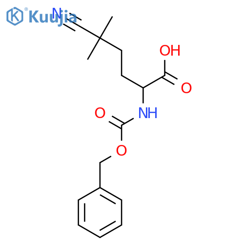 2-{(benzyloxy)carbonylamino}-5-cyano-5,5-dimethylpentanoic acid structure