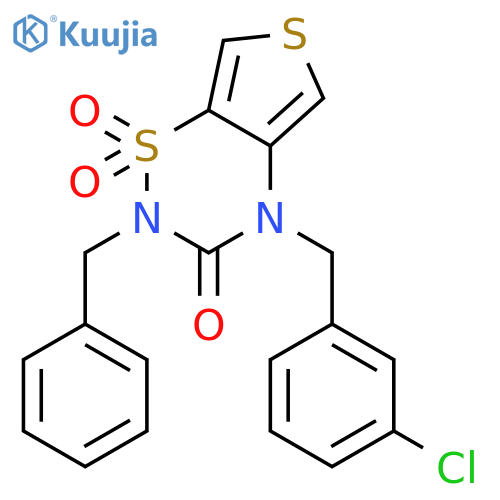 2-benzyl-4-(3-chlorobenzyl)-2H-thieno[3,4-e][1,2,4]thiadiazin-3(4H)-one 1,1-dioxide structure