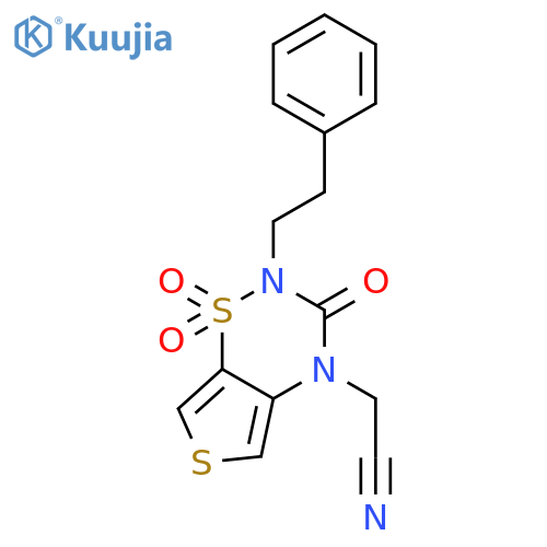 [1,1-dioxido-3-oxo-2-(2-phenylethyl)-2,3-dihydro-4H-thieno[3,4-e][1,2,4]thiadiazin-4-yl]acetonitrile structure