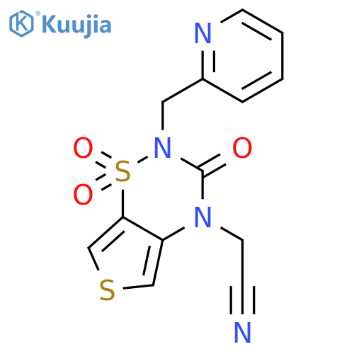 [1,1-dioxido-3-oxo-2-(pyridin-2-ylmethyl)-2,3-dihydro-4H-thieno[3,4-e][1,2,4]thiadiazin-4-yl]acetonitrile structure