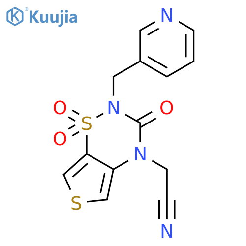 [1,1-dioxido-3-oxo-2-(pyridin-3-ylmethyl)-2,3-dihydro-4H-thieno[3,4-e][1,2,4]thiadiazin-4-yl]acetonitrile structure