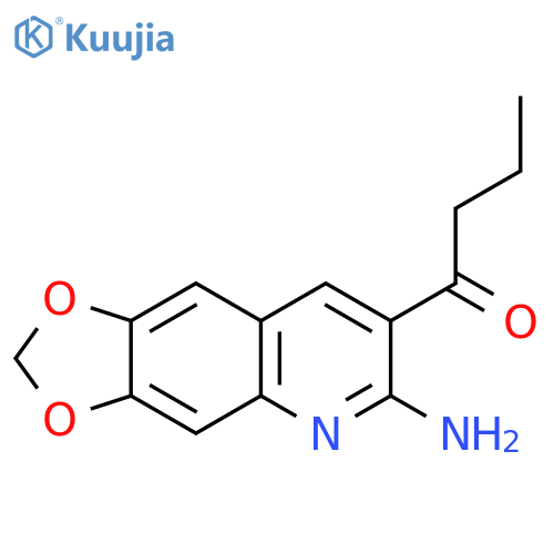 1-Butanone, 1-(6-amino-1,3-dioxolo[4,5-g]quinolin-7-yl)- structure