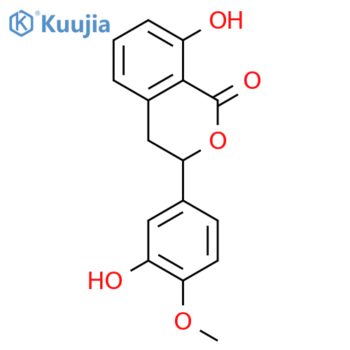 1H-2-Benzopyran-1-one,3,4-dihydro-8-hydroxy-3-(3-hydroxy-4-methoxyphenyl)-, (3R)- structure