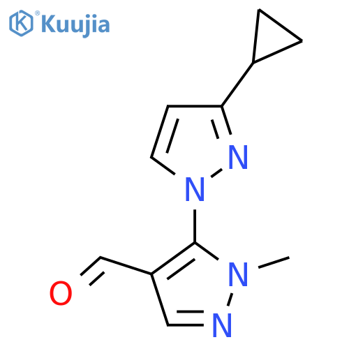 5-(3-cyclopropyl-1H-pyrazol-1-yl)-1-methyl-1H-pyrazole-4-carbaldehyde structure