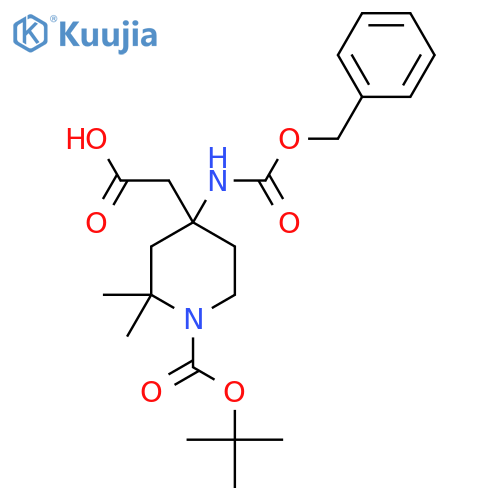 2-(4-{(benzyloxy)carbonylamino}-1-(tert-butoxy)carbonyl-2,2-dimethylpiperidin-4-yl)acetic acid structure
