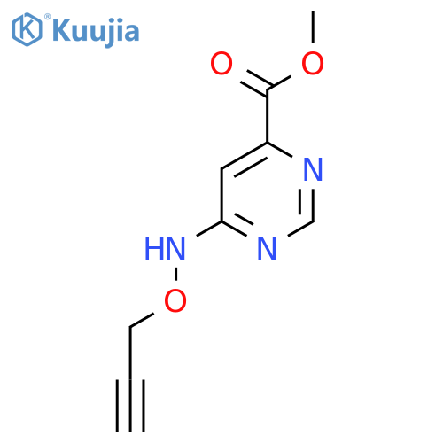 methyl 6-(prop-2-yn-1-yloxy)aminopyrimidine-4-carboxylate structure