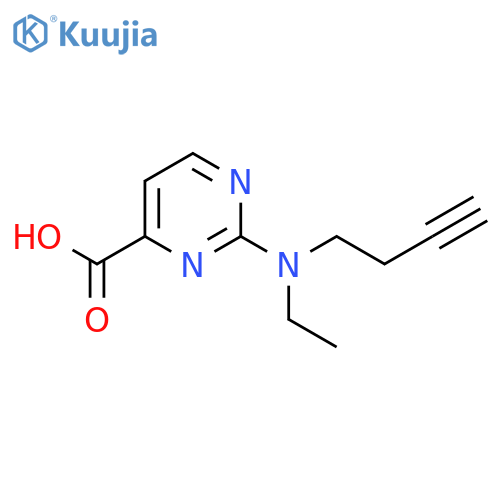 2-(but-3-yn-1-yl)(ethyl)aminopyrimidine-4-carboxylic acid structure
