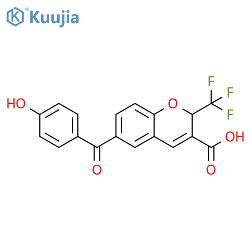2H-1-Benzopyran-3-carboxylic acid,6-(4-hydroxybenzoyl)-2-(trifluoromethyl)- structure