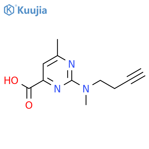 2-(but-3-yn-1-yl)(methyl)amino-6-methylpyrimidine-4-carboxylic acid structure