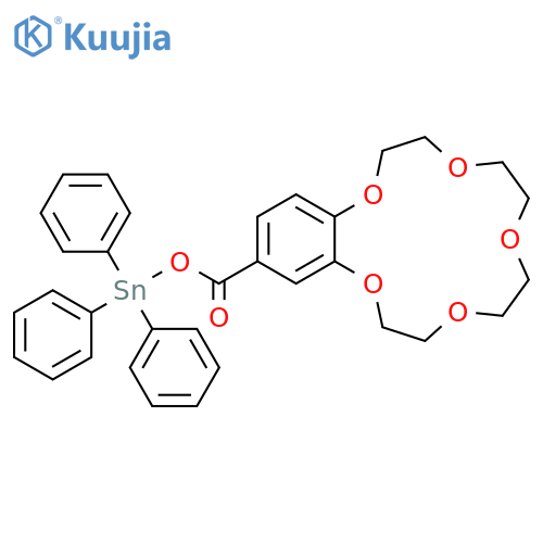 (2,3,5,6,8,9,11,12-Octahydro-1,4,7,10,13-benzopentaoxacyclopentadecin-15-ylcarbonyloxy)(triphenyl)stannane structure