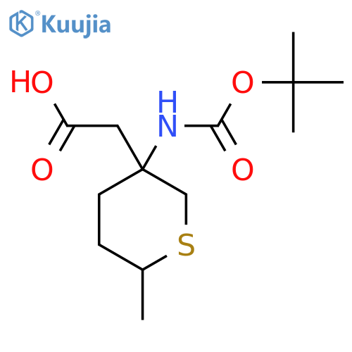 2-(3-{(tert-butoxy)carbonylamino}-6-methylthian-3-yl)acetic acid structure