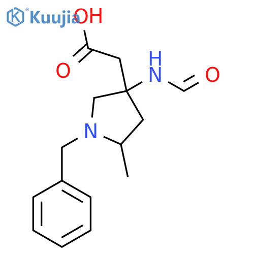 2-(1-benzyl-3-formamido-5-methylpyrrolidin-3-yl)acetic acid structure