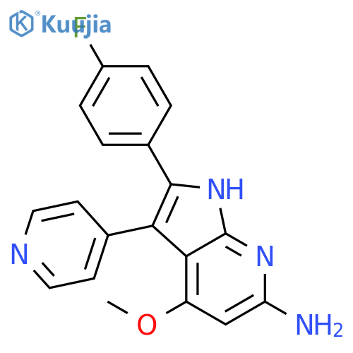 6-Amino-2-(4-fluorophenyl)-4-methoxy-3-(4-pyridinyl)-1H-pyrrolo[2,3-b]pyridine structure