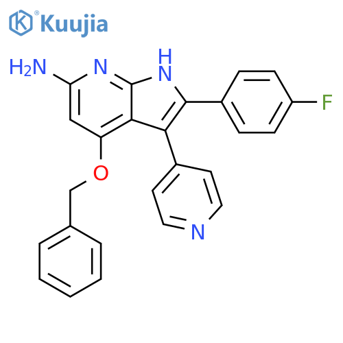 4-(Benzyloxy)-2-(4-fluorophenyl)-3-(4-pyridinyl)-1H-pyrrolo[2,3-b]pyridin-6-amine structure