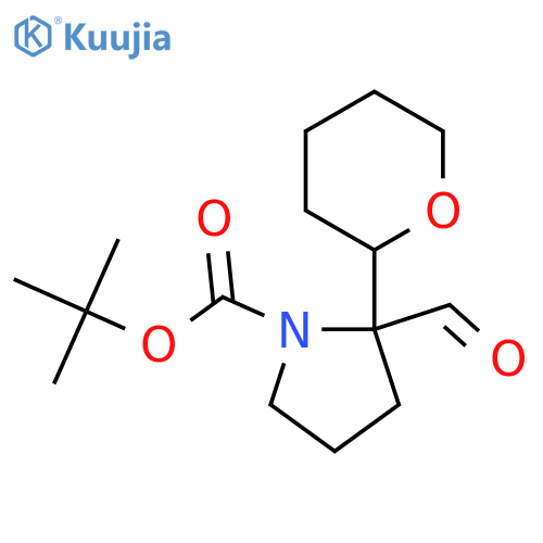 tert-butyl 2-formyl-2-(oxan-2-yl)pyrrolidine-1-carboxylate structure