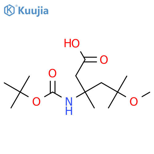 3-{(tert-butoxy)carbonylamino}-5-methoxy-3,5-dimethylhexanoic acid structure