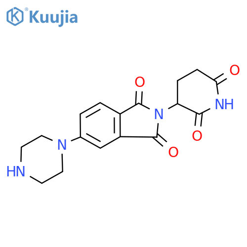 2-(2,6-dioxopiperidin-3-yl)-5-(piperazin-1-yl)-2,3-dihydro-1H-isoindole-1,3-dione structure