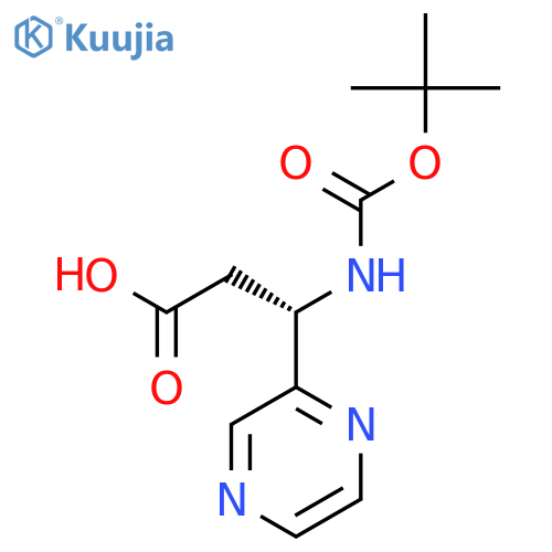 (3S)-3-{(tert-butoxy)carbonylamino}-3-(pyrazin-2-yl)propanoic acid structure