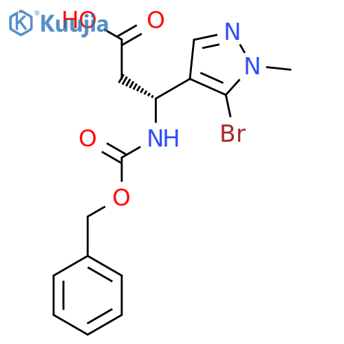 (3R)-3-{(benzyloxy)carbonylamino}-3-(5-bromo-1-methyl-1H-pyrazol-4-yl)propanoic acid structure