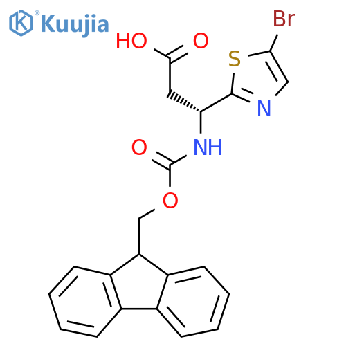 (3R)-3-(5-bromo-1,3-thiazol-2-yl)-3-({(9H-fluoren-9-yl)methoxycarbonyl}amino)propanoic acid structure