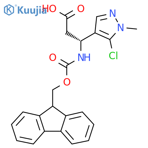 (3R)-3-(5-chloro-1-methyl-1H-pyrazol-4-yl)-3-({(9H-fluoren-9-yl)methoxycarbonyl}amino)propanoic acid structure