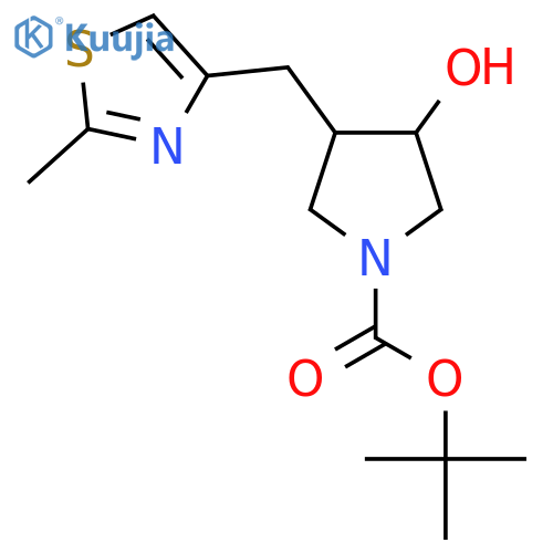 tert-butyl 3-hydroxy-4-(2-methyl-1,3-thiazol-4-yl)methylpyrrolidine-1-carboxylate structure