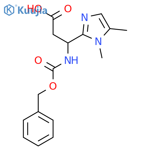 3-{(benzyloxy)carbonylamino}-3-(1,5-dimethyl-1H-imidazol-2-yl)propanoic acid structure