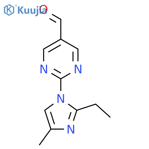 2-(2-ethyl-4-methyl-1H-imidazol-1-yl)pyrimidine-5-carbaldehyde structure