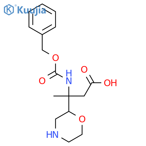 3-{(benzyloxy)carbonylamino}-3-(morpholin-2-yl)butanoic acid structure