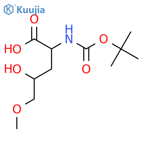 2-{(tert-butoxy)carbonylamino}-4-hydroxy-5-methoxypentanoic acid structure