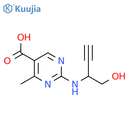2-(1-hydroxybut-3-yn-2-yl)amino-4-methylpyrimidine-5-carboxylic acid structure
