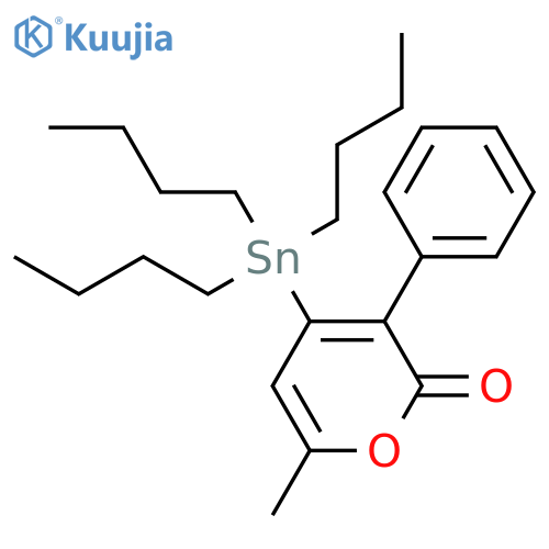 2H-Pyran-2-one, 6-methyl-3-phenyl-4-(tributylstannyl)- structure
