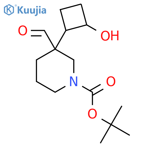 Tert-butyl 3-formyl-3-(2-hydroxycyclobutyl)piperidine-1-carboxylate structure