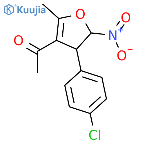 Ethanone, 1-[4-(4-chlorophenyl)-4,5-dihydro-2-methyl-5-nitro-3-furanyl]- structure