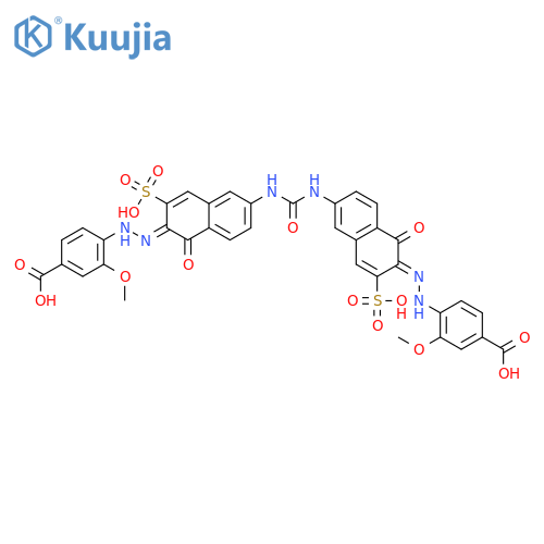 4-[(2E)-2-{6-[({(6E)-6-[2-(4-carboxy-2-methoxyphenyl)hydrazinylidene]-5-oxo-7-sulfo-5,6-dihydronaphthalen-2-yl}carbamoyl)amino]-1-oxo-3-sulfonaphthalen-2(1H)-ylidene}hydrazinyl]-3-methoxybenzoic acid structure