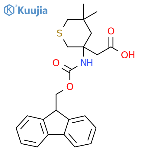 2-3-({(9H-fluoren-9-yl)methoxycarbonyl}amino)-5,5-dimethylthian-3-ylacetic acid structure