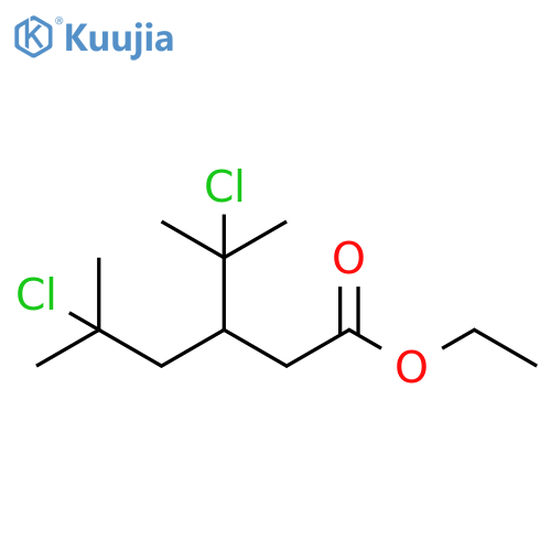 Hexanoic acid, 5-chloro-3-(1-chloro-1-methylethyl)-5-methyl-, ethyl ester structure