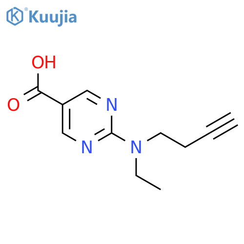 2-(but-3-yn-1-yl)(ethyl)aminopyrimidine-5-carboxylic acid structure