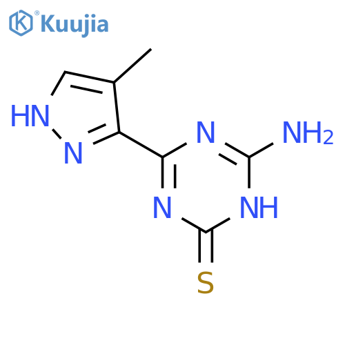 1,3,5-Triazine-2(1H)-thione, 6-amino-4-(4-methyl-1H-pyrazol-3-yl)- structure