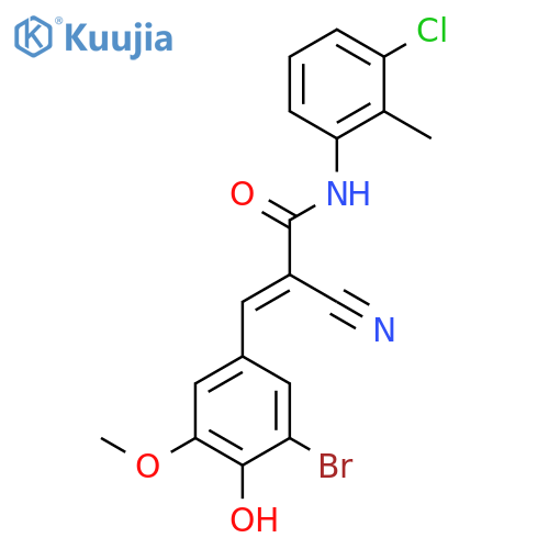 3-(3-bromo-4-hydroxy-5-methoxyphenyl)-N-(3-chloro-2-methylphenyl)-2-cyanoprop-2-enamide structure