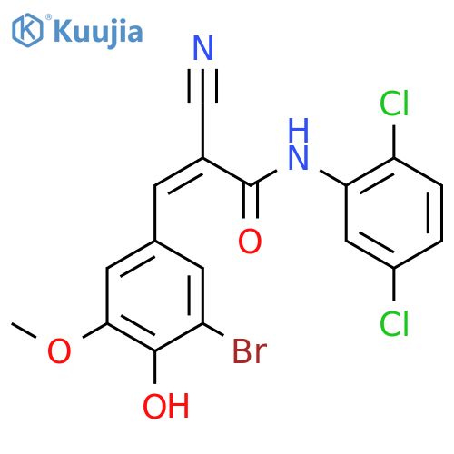 (Z)-3-(3-bromo-4-hydroxy-5-methoxyphenyl)-2-cyano-N-(2,5-dichlorophenyl)prop-2-enamide structure